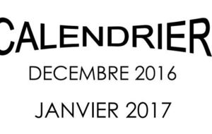 Calendrier décembre 2016 - janvier 2017