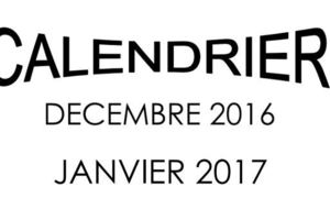 Calendrier décembre 2016 - janvier 2017